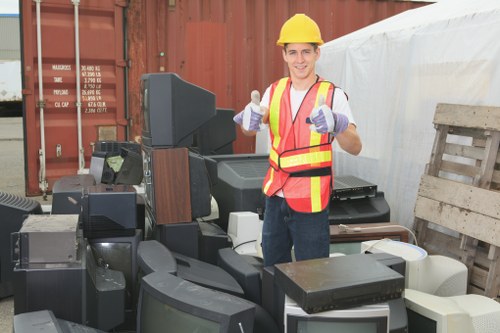 Professional team members performing office clearance